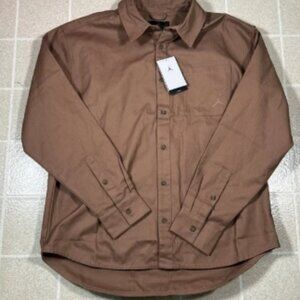 MENS L - New Jordan Essentials Twill 1-Pocket Button Down Shirt FV7446-223 Brown